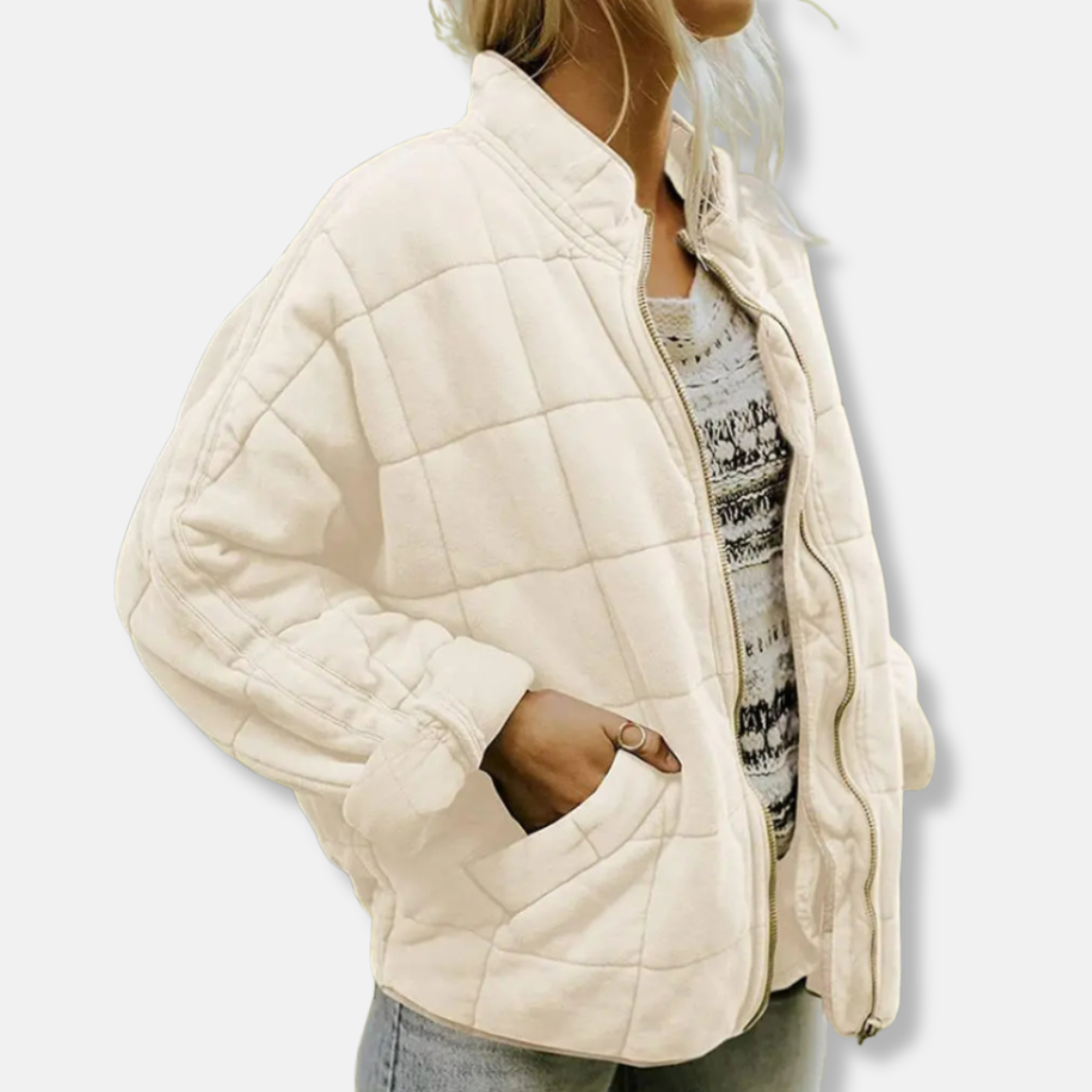 Rosie Cotton Quilted Jacket | Relaxed Fit Stand Collar Jacket
