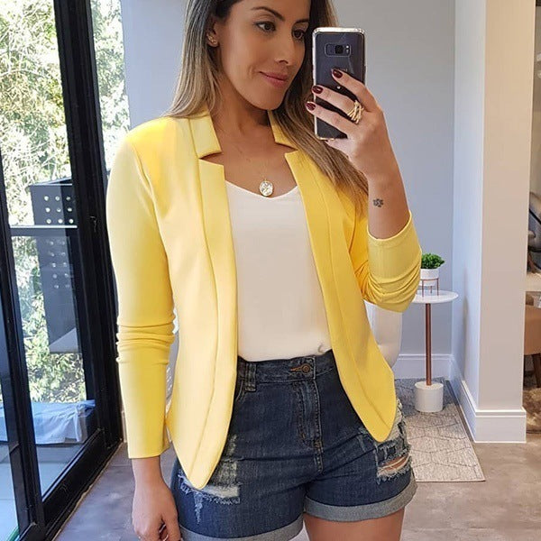 Women's solid color cardigan jacket