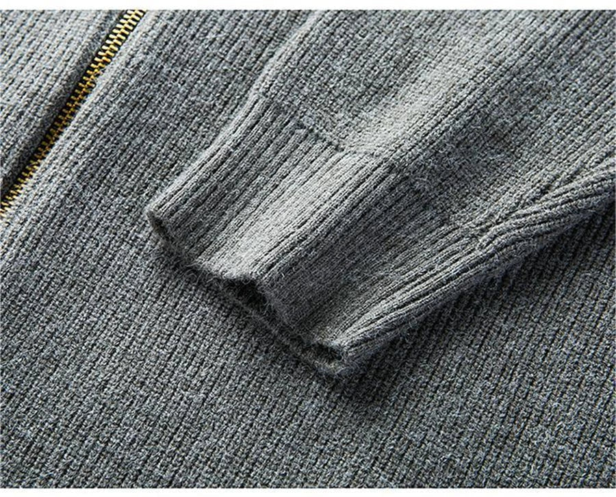 Women's zipper jacquard sweater cardigan jacket