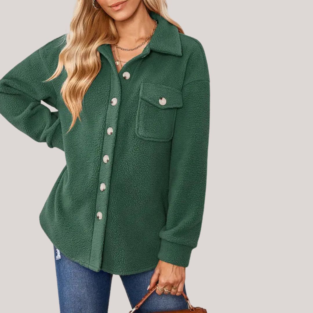 Women's autumn winter fashion lapel plush jacket