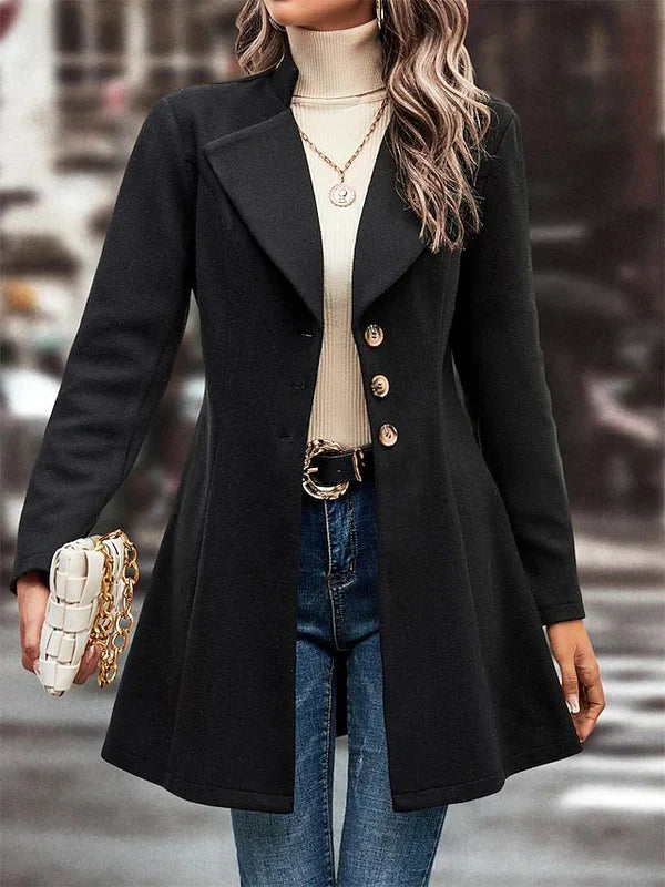 Women's black coat with button closure