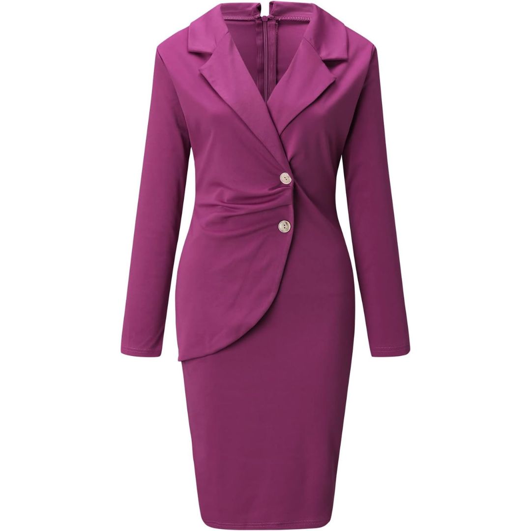 Women's Button-Down Blazer Dress – Slim Fit Elegant Style
