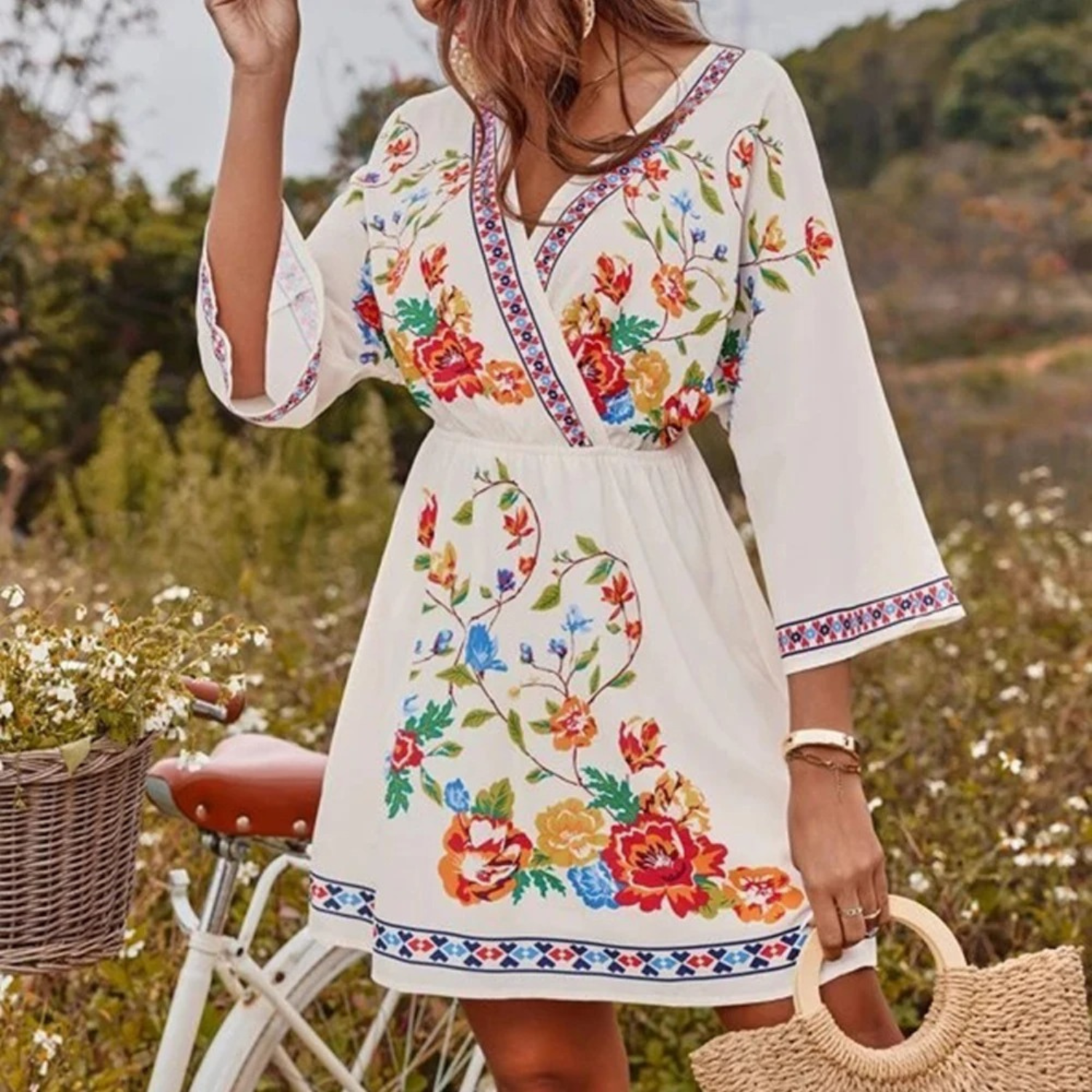 Floral Loose Wide Sleeve Casual Dress