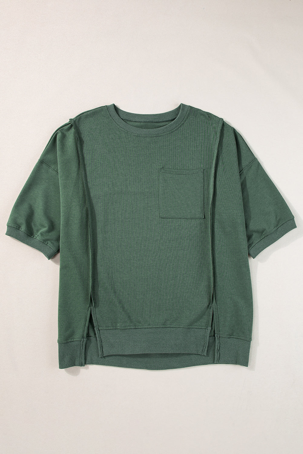 Women's Oversized Top - Loose Fit - Round Neck - Elbow Sleeve Casual Wear