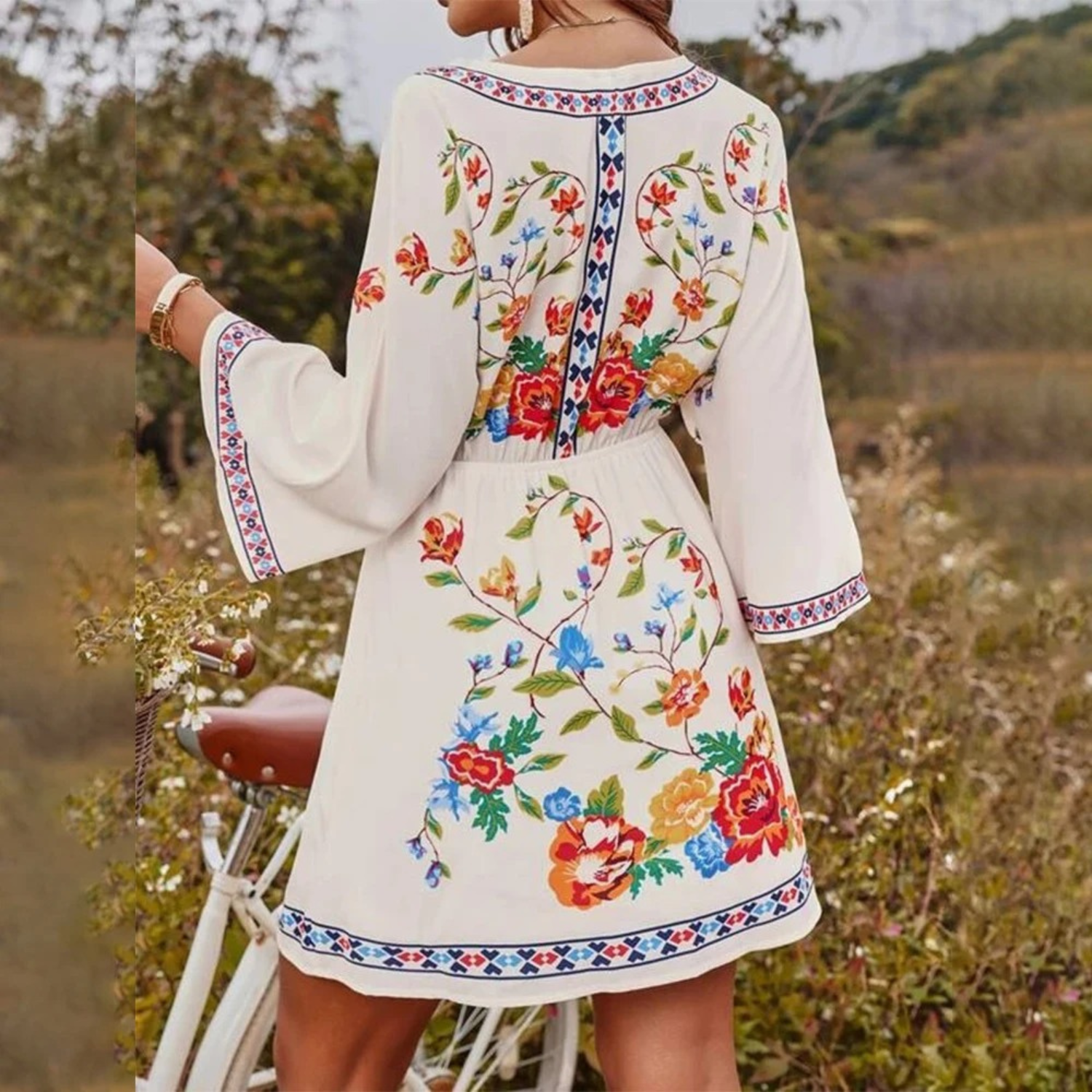 Floral Loose Wide Sleeve Casual Dress