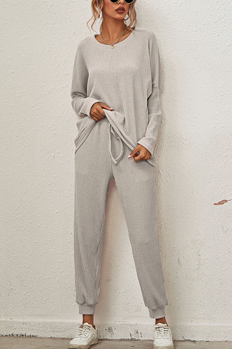 Reign - casual round neck long sleeve two-piece set