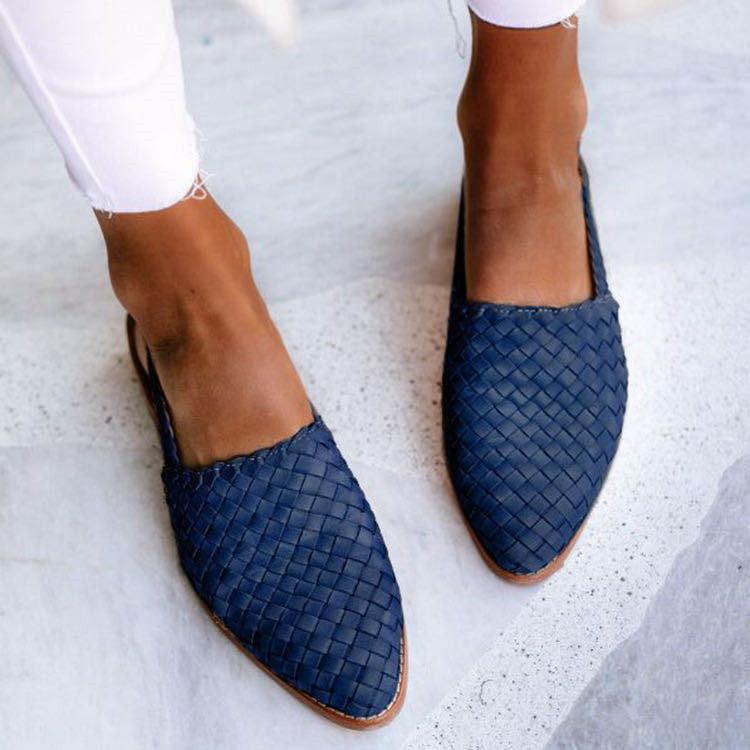 Women's Woven Slip-On Flats - Pointed Toe - Comfortable & Flexible Design