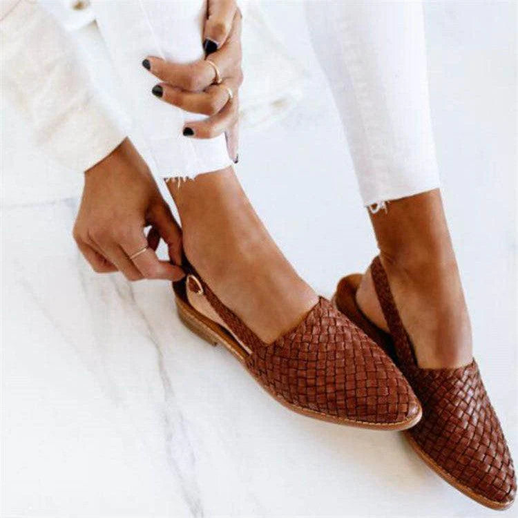 Women's Woven Slip-On Flats - Pointed Toe - Comfortable & Flexible Design