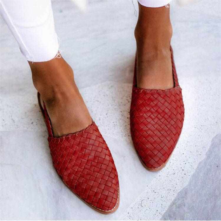Women's Woven Slip-On Flats - Pointed Toe - Comfortable & Flexible Design