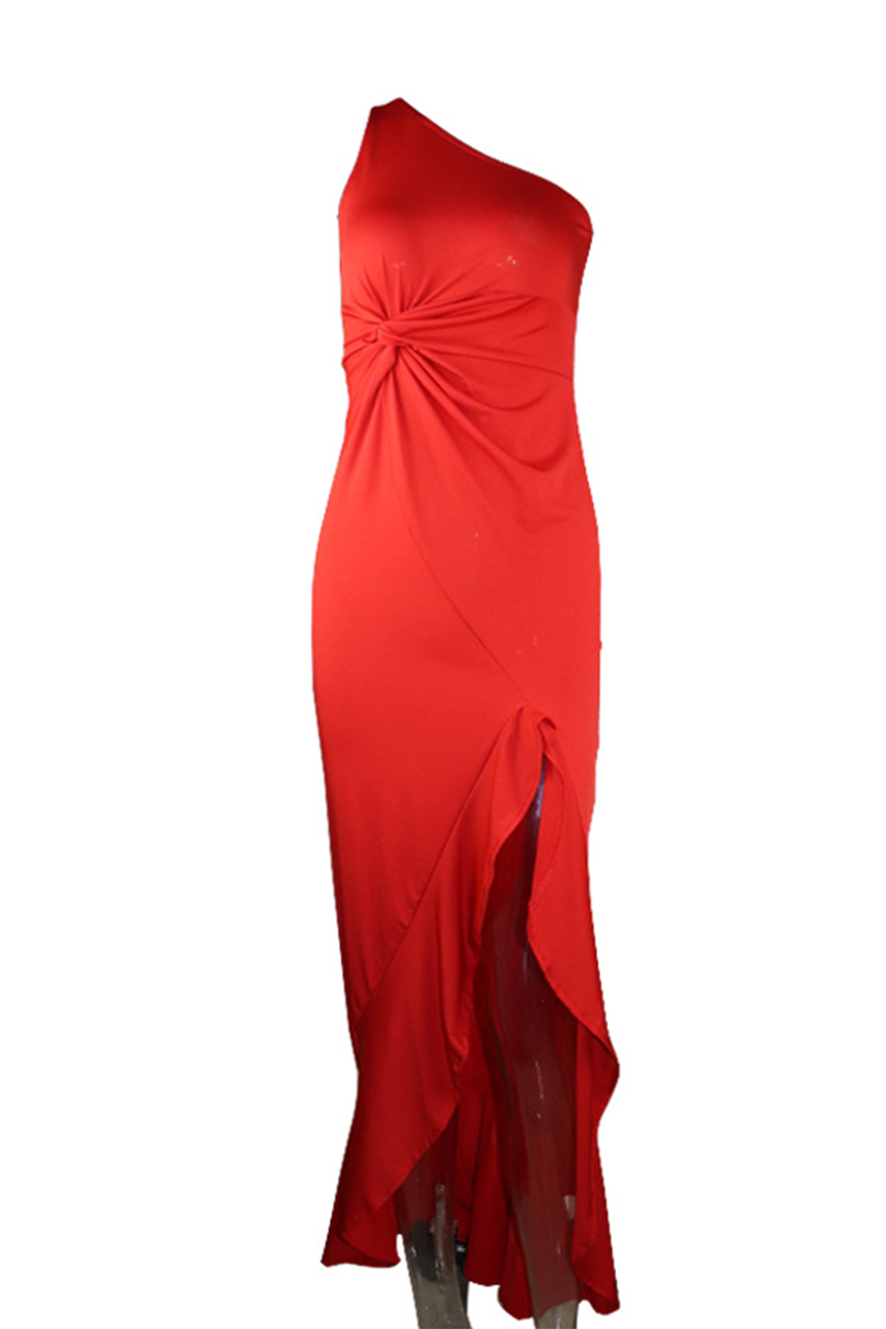 Elegant Ruffled One Shoulder Evening Dress