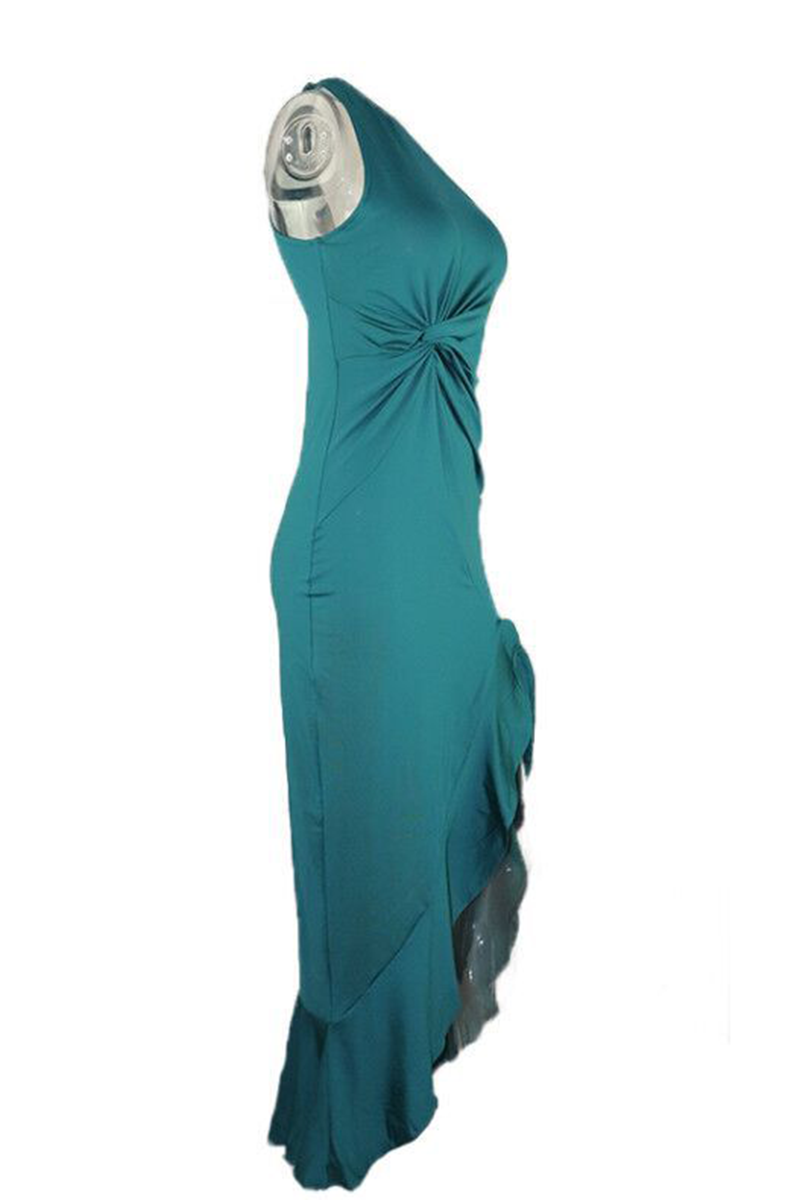 Elegant Ruffled One Shoulder Evening Dress