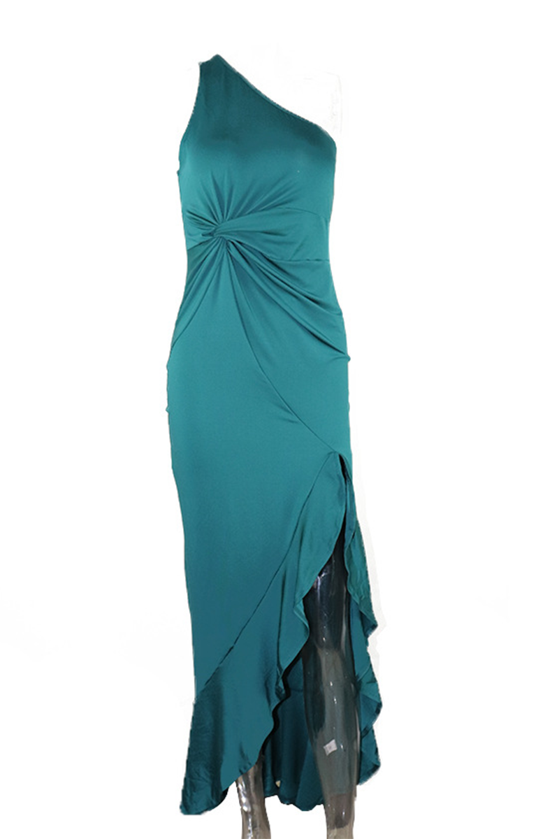 Elegant Ruffled One Shoulder Evening Dress