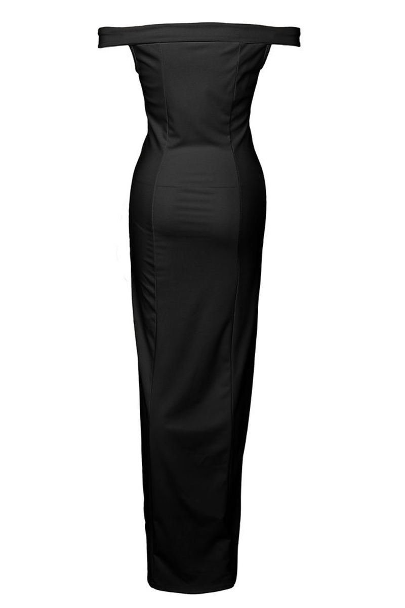 Women's Off-Shoulder Evening Gown - Floor-Length - High Slit - Elegant Formal Wear