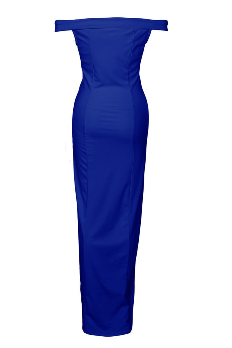 Women's Off-Shoulder Evening Gown - Floor-Length - High Slit - Elegant Formal Wear