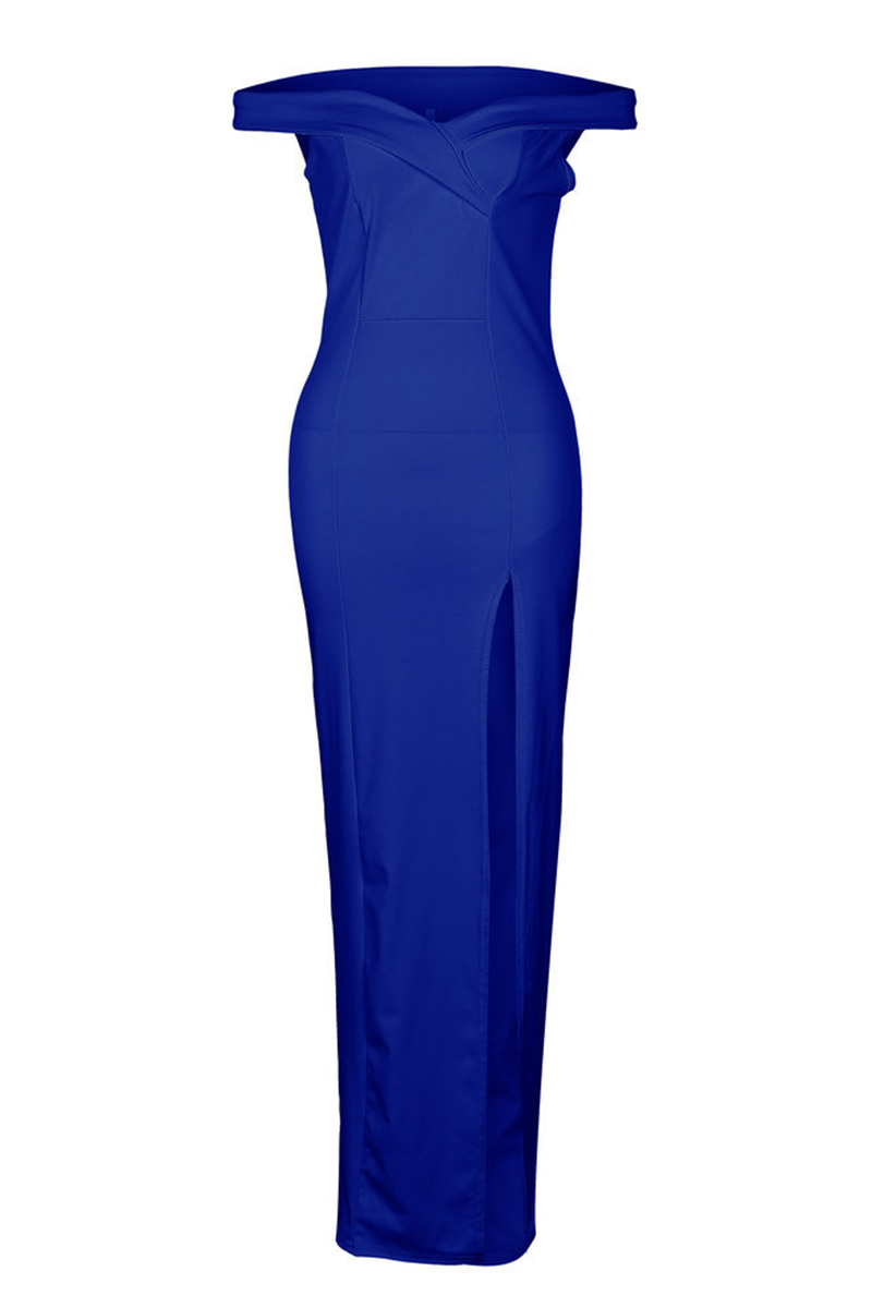Women's Off-Shoulder Evening Gown - Floor-Length - High Slit - Elegant Formal Wear