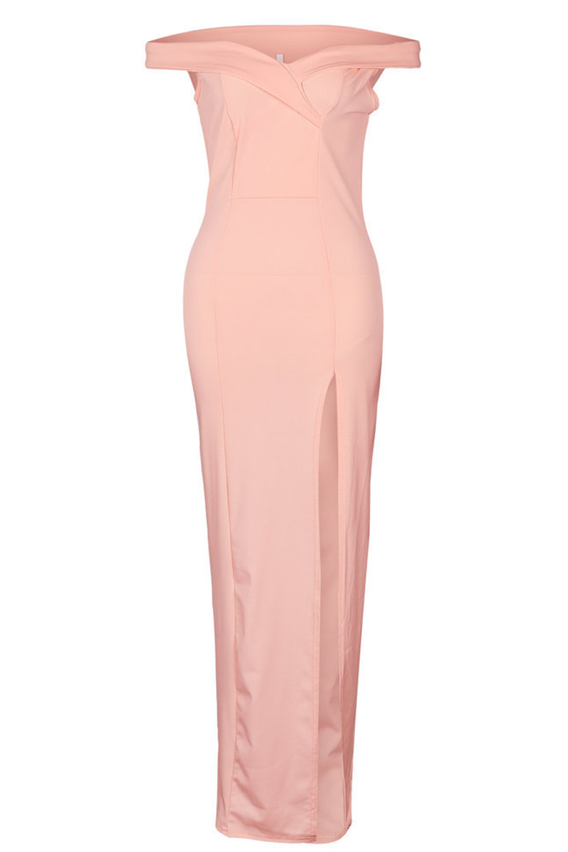 Women's Off-Shoulder Evening Gown - Floor-Length - High Slit - Elegant Formal Wear