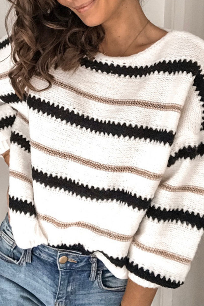 Striped Casual O-neck Sweater