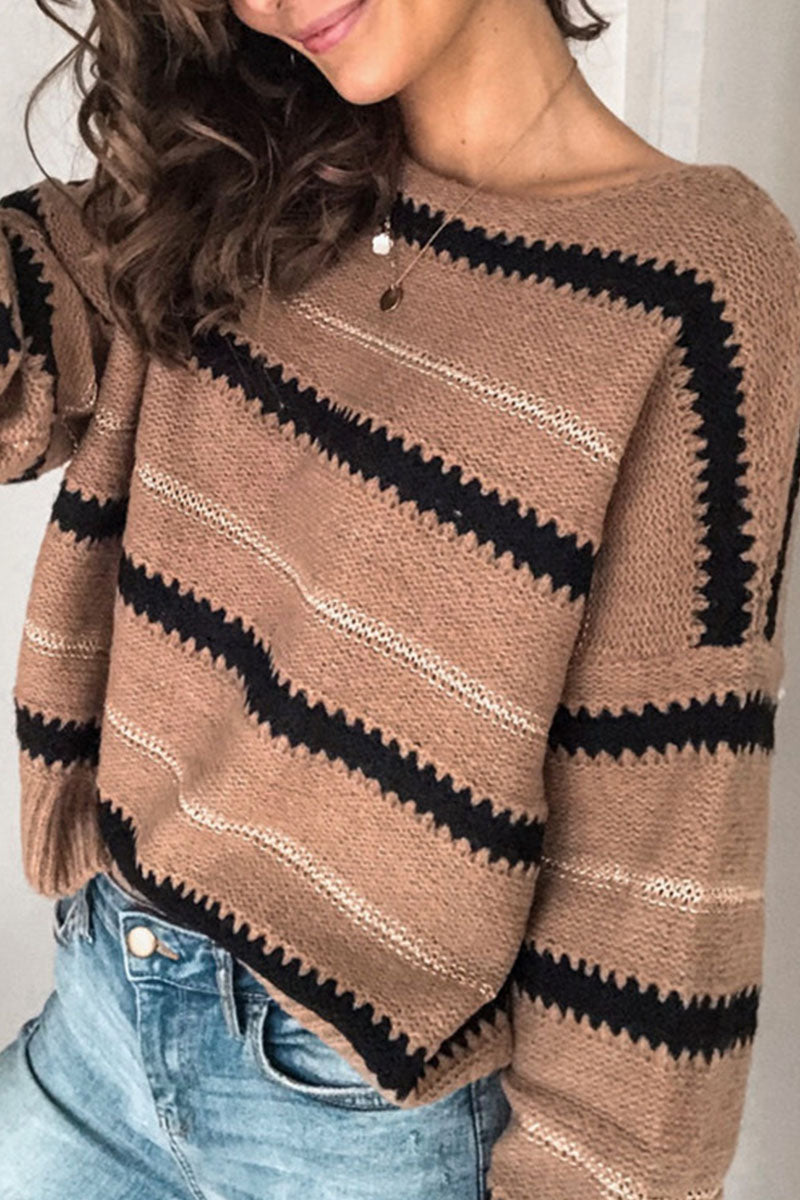 Striped Casual O-neck Sweater