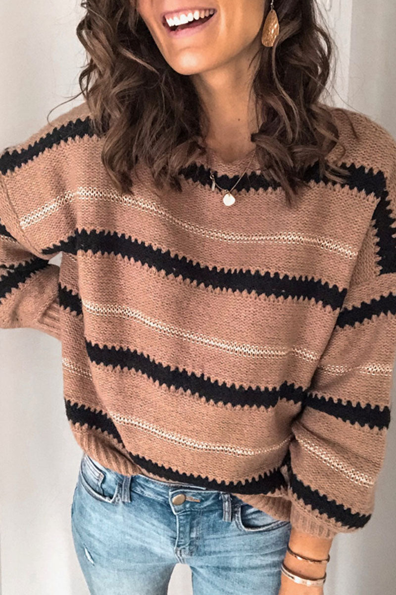 Striped Casual O-neck Sweater