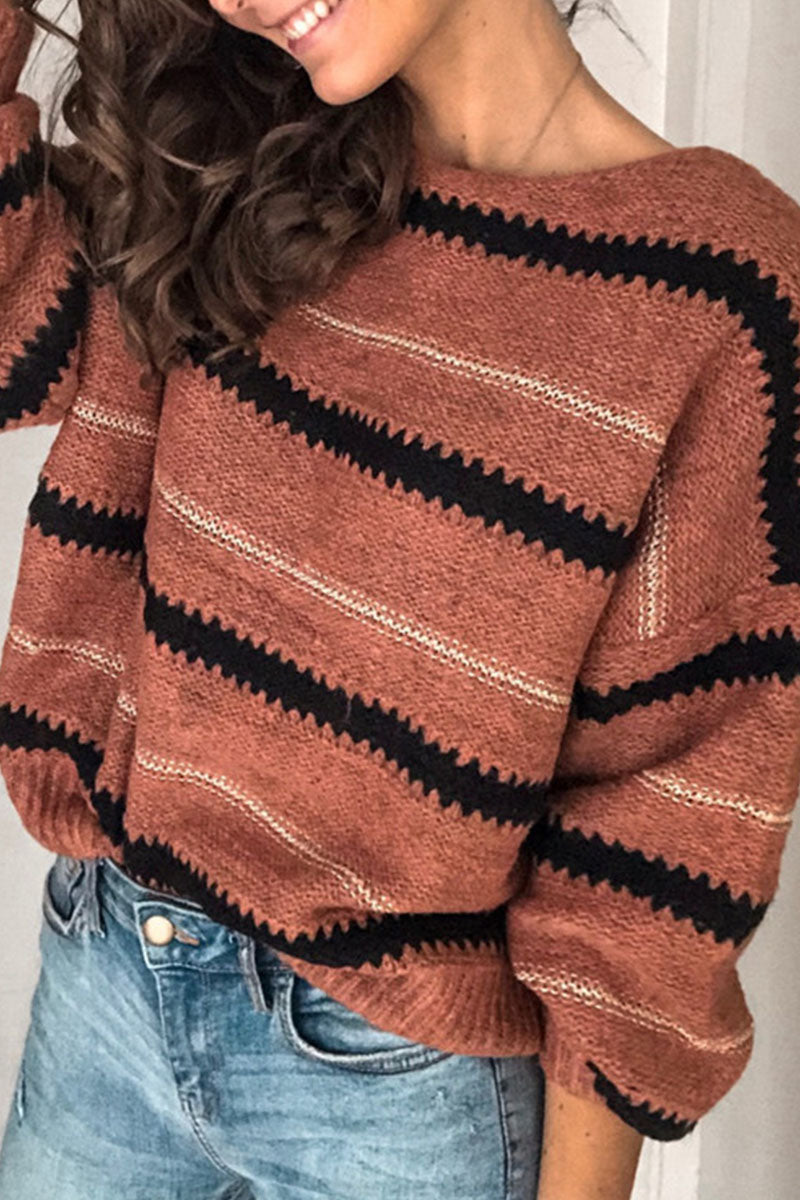 Striped Casual O-neck Sweater