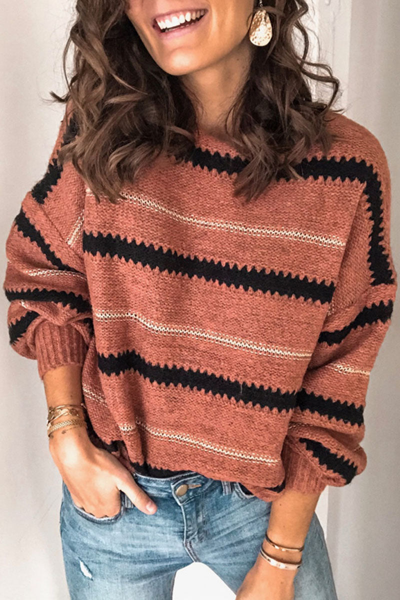 Striped Casual O-neck Sweater
