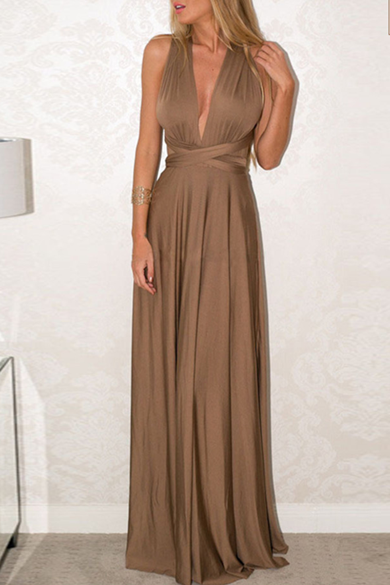 Women's Maxi Dress - Halter Neck - Backless - High Slit - Flowy Elegant Fit