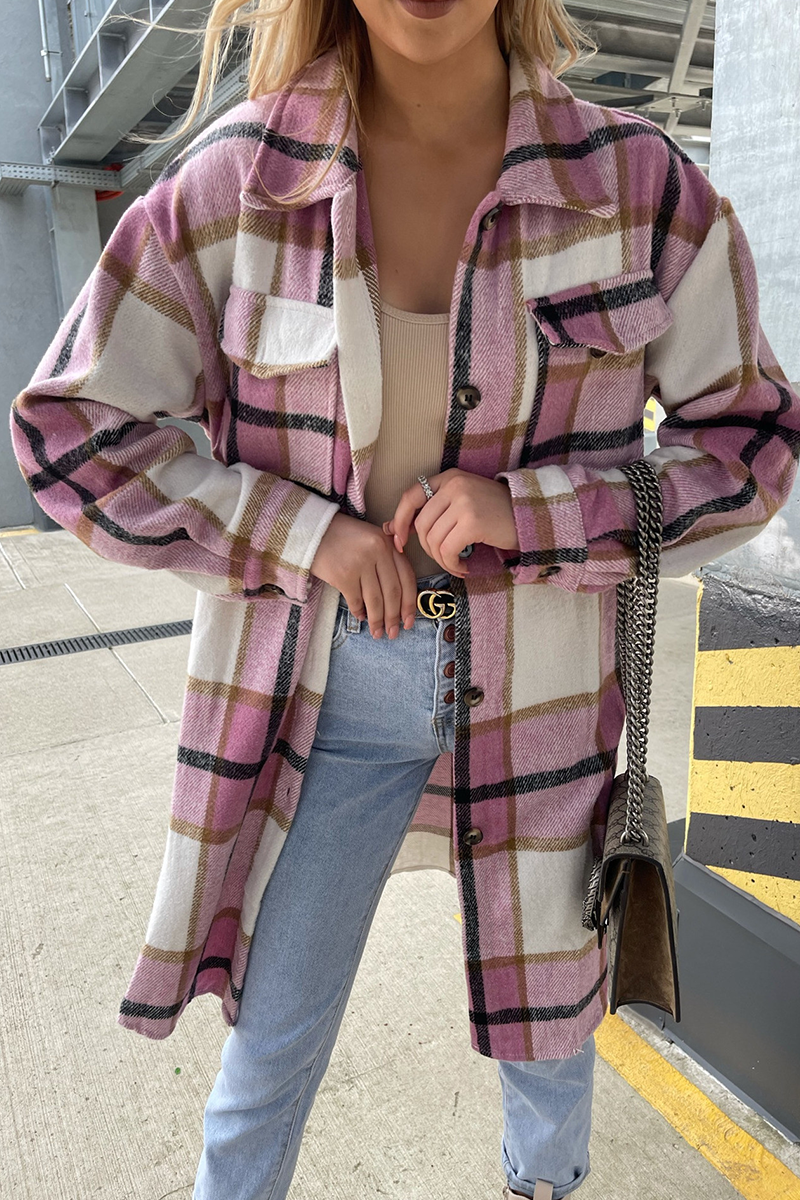 Plaid Oversized Casual Collar Top