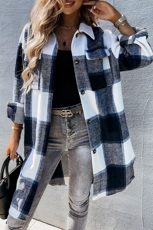 Plaid Oversized Casual Collar Top