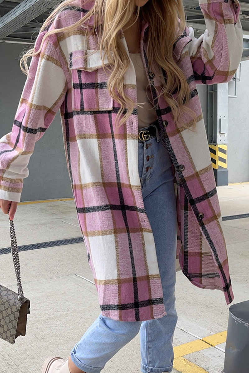 Plaid Oversized Casual Collar Top