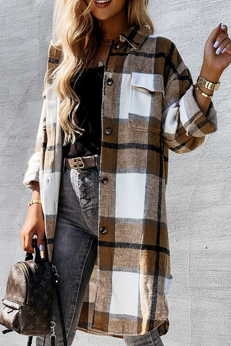 Plaid Oversized Casual Collar Top