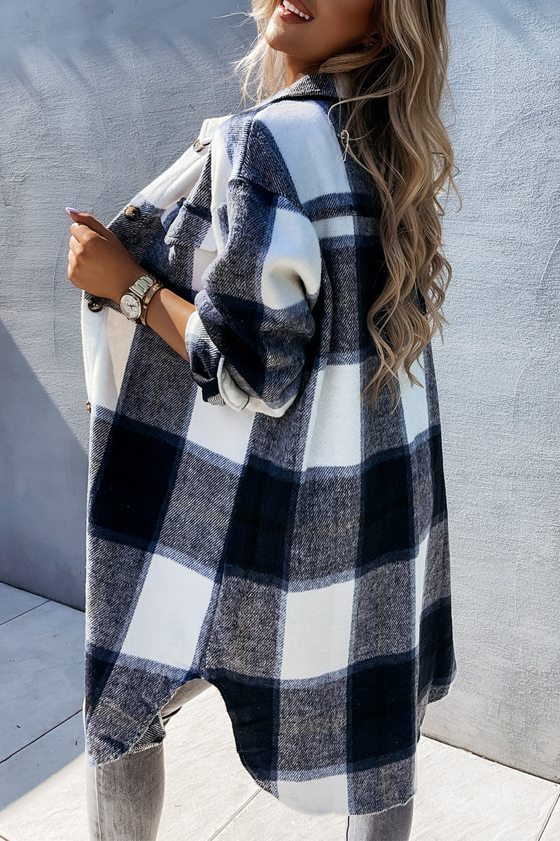 Plaid Oversized Casual Collar Top