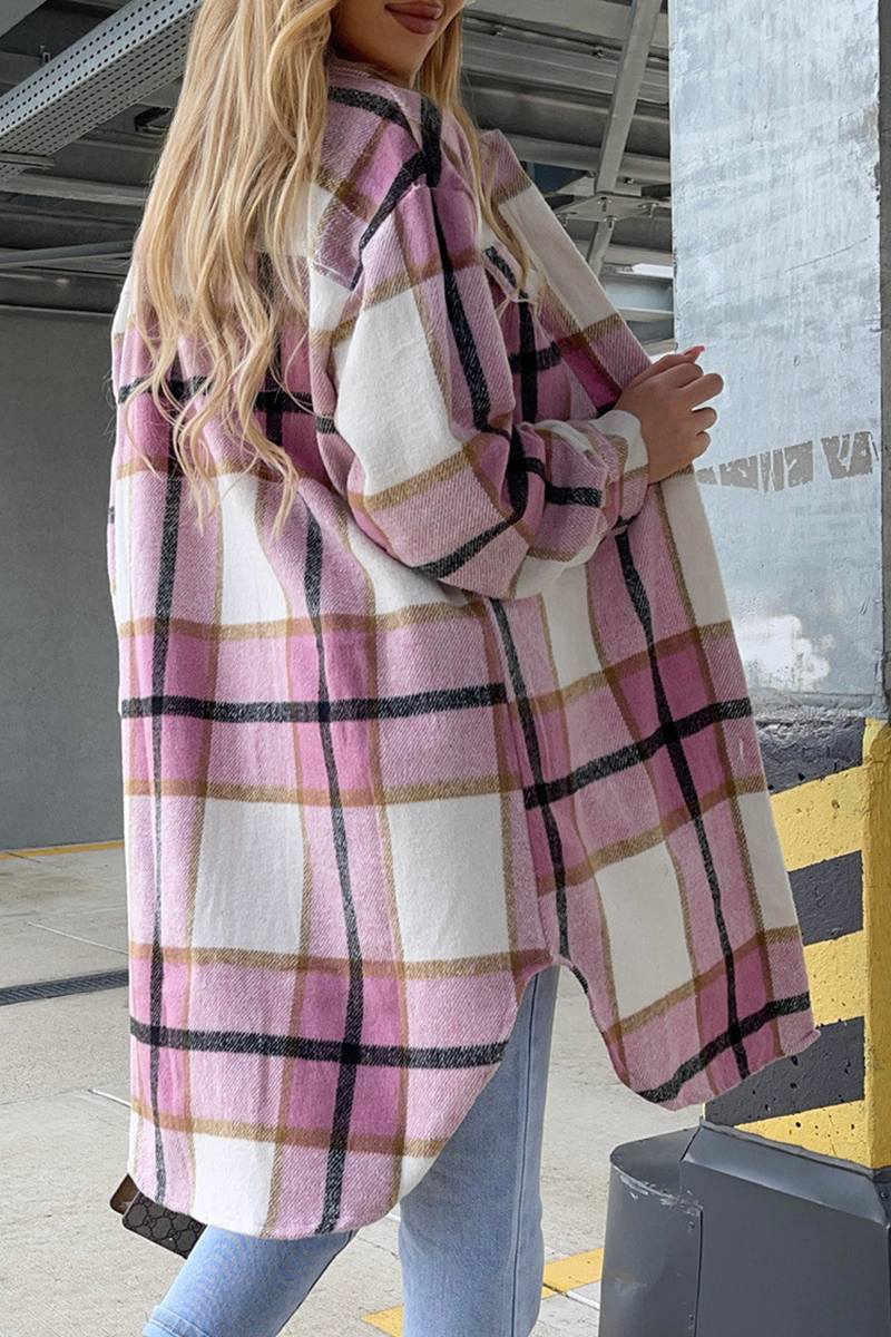 Plaid Oversized Casual Collar Top