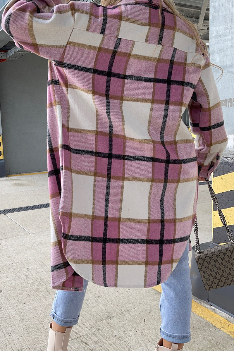Plaid Oversized Casual Collar Top