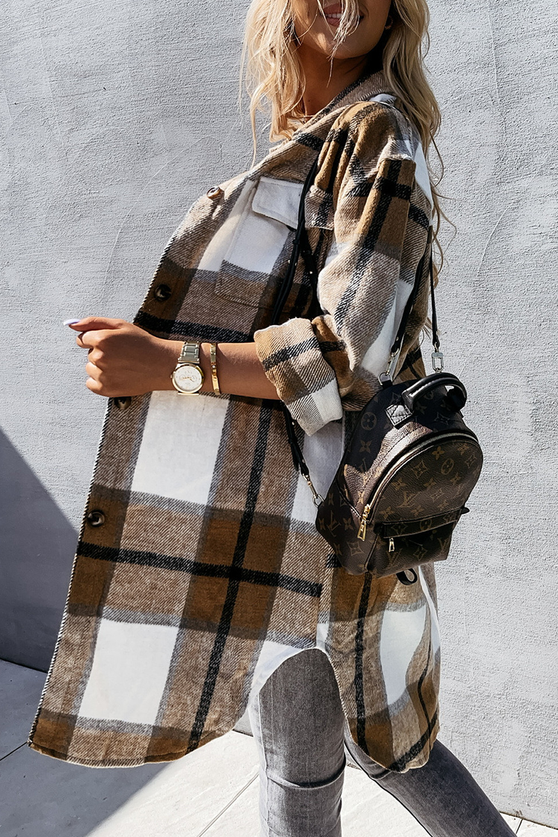 Plaid Oversized Casual Collar Top