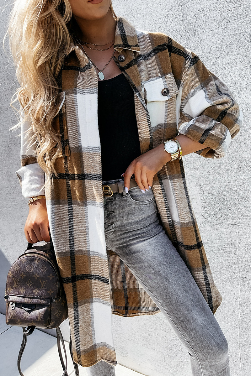 Plaid Oversized Casual Collar Top