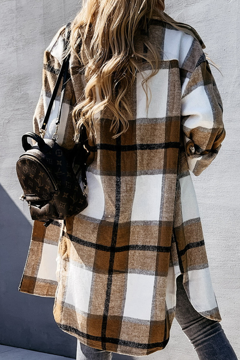 Plaid Oversized Casual Collar Top