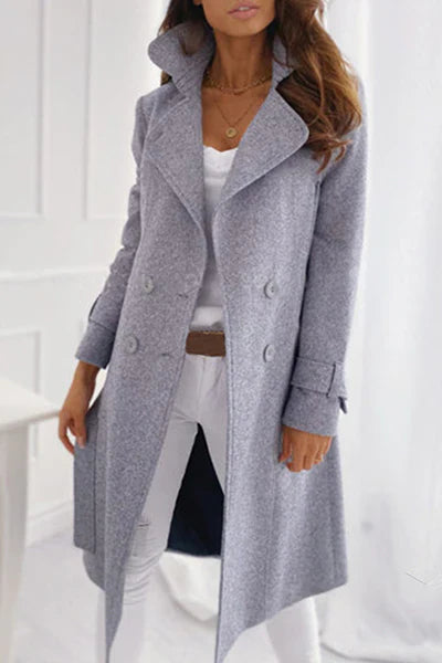 Women's casual elegant trench coat with wide lapel