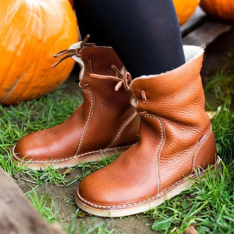 Women's casual lace-up snow boots