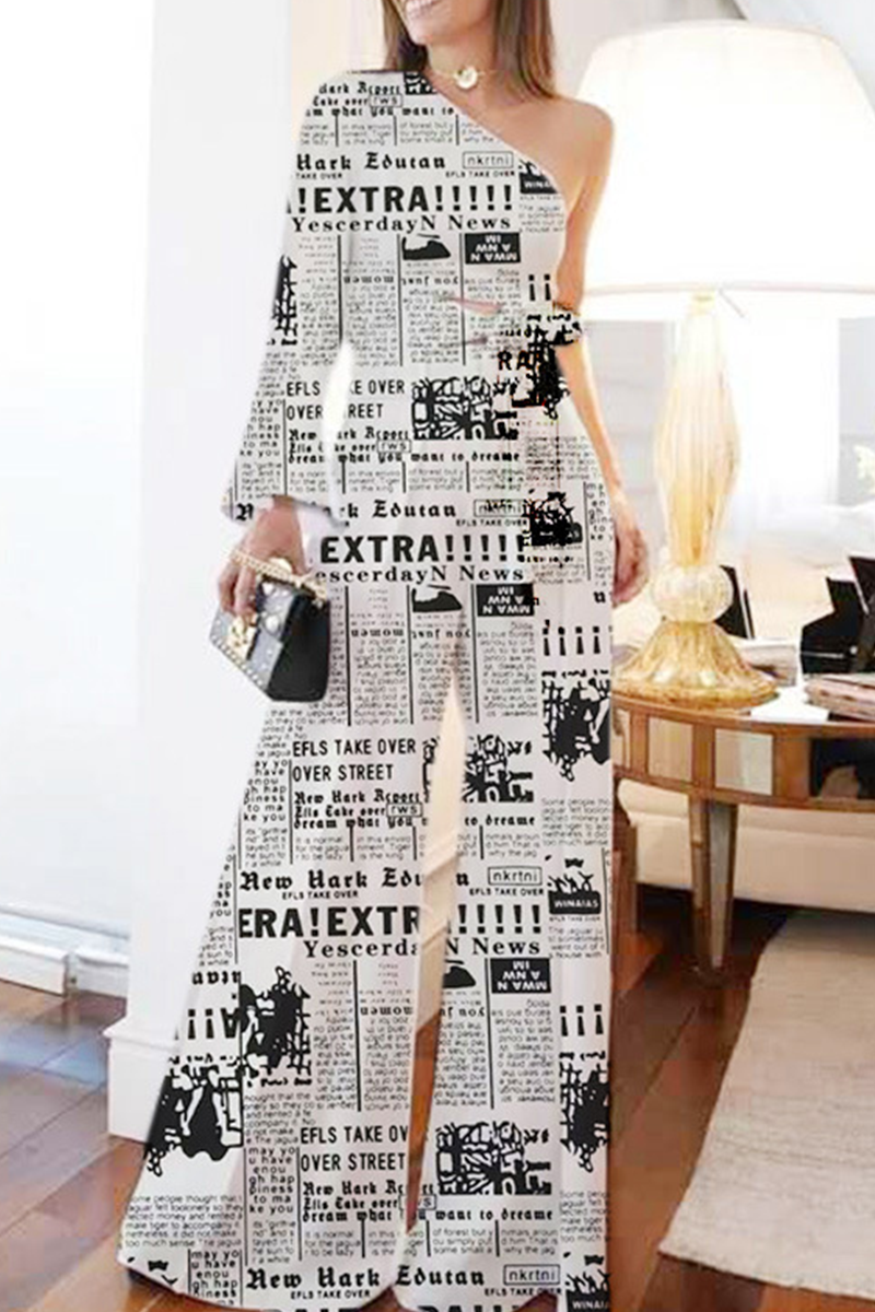 Rosel - fashion print one shoulder three quarter two pieces