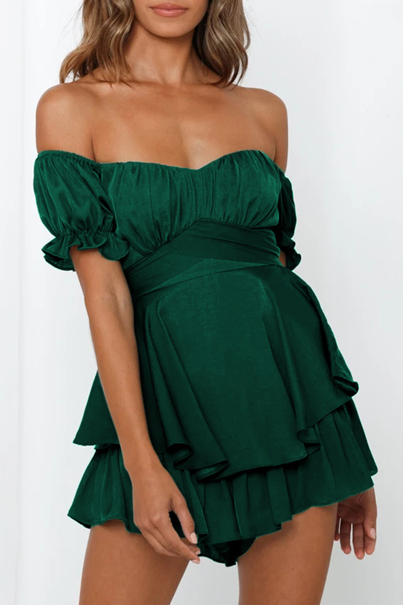 Off-the-Shoulder Puff Sleeve Fit-and-Flare Dress