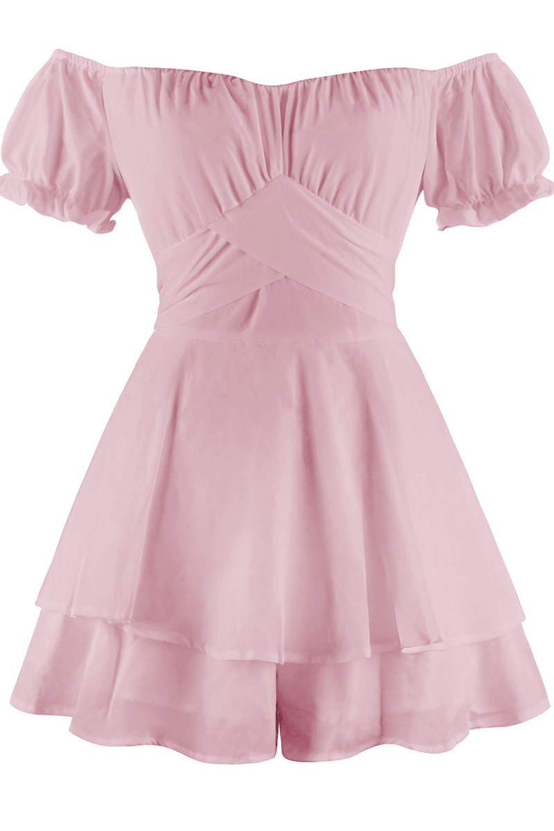 Women's Off-the-Shoulder Dress - Puff Sleeve - Fit-and-Flare Tiered Skirt