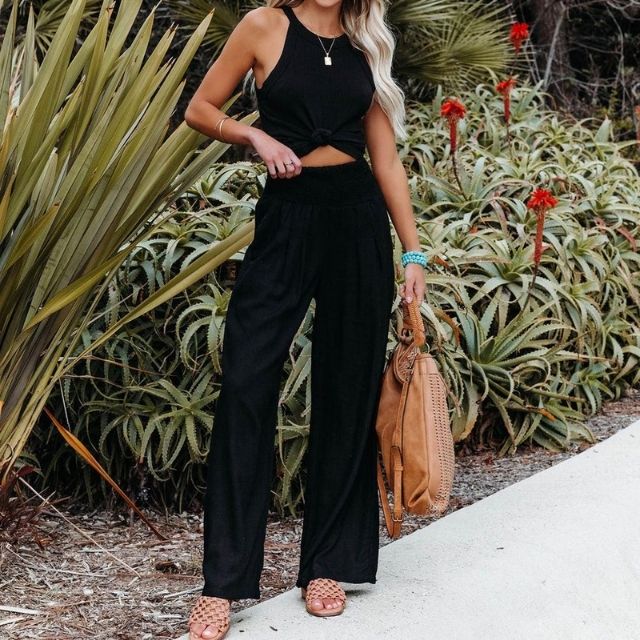 Women’s Wide-Leg Pants - High-Waisted - Lightweight Breathable Linen - Relaxed Fit