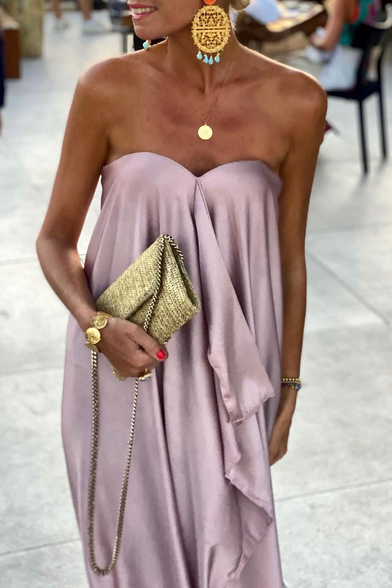 Women’s Strapless Maxi Dress - Flowy Silhouette - Elegant Evening & Casual Wear