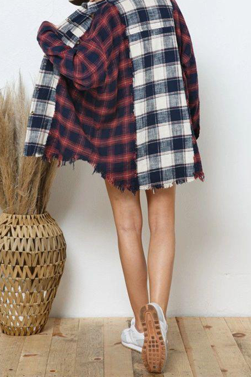 Women's Plaid Button-Up Shirt - Oversized Fit - Long Sleeve Woven Flannel
