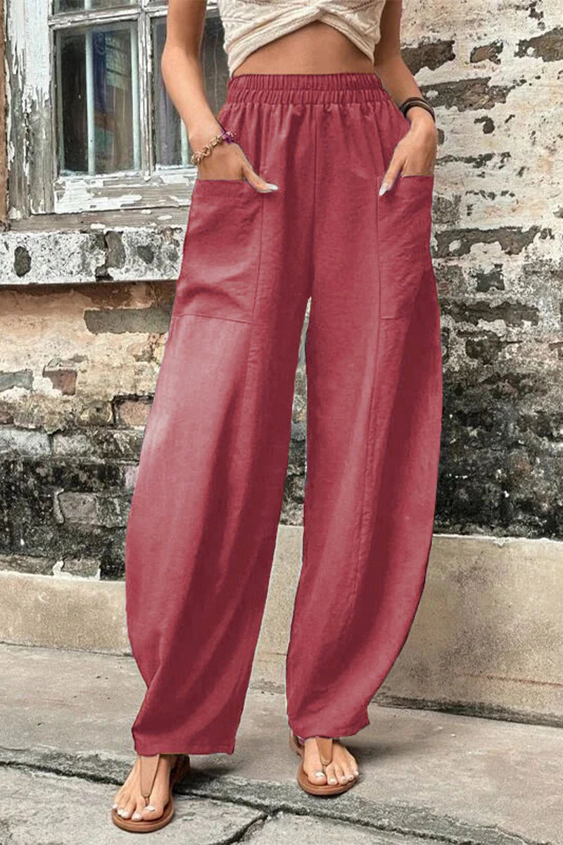 Mahina - casual loose pocket high waist harlan pants