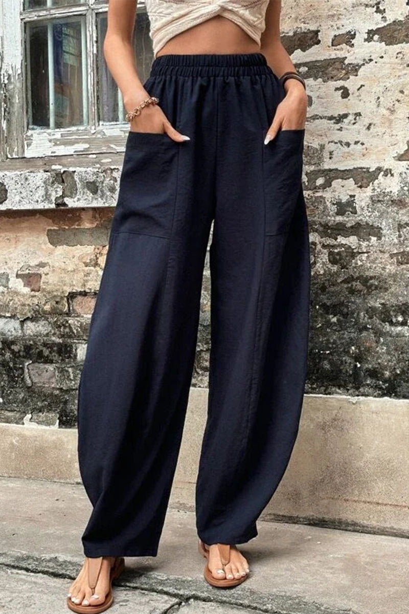 Mahina - casual loose pocket high waist harlan pants