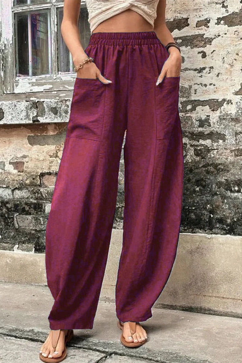 Mahina - casual loose pocket high waist harlan pants