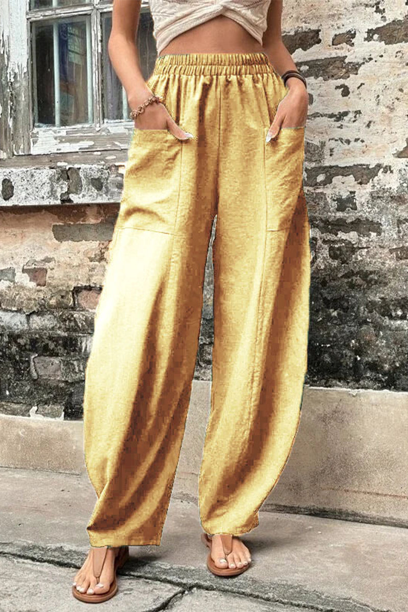 Mahina - casual loose pocket high waist harlan pants