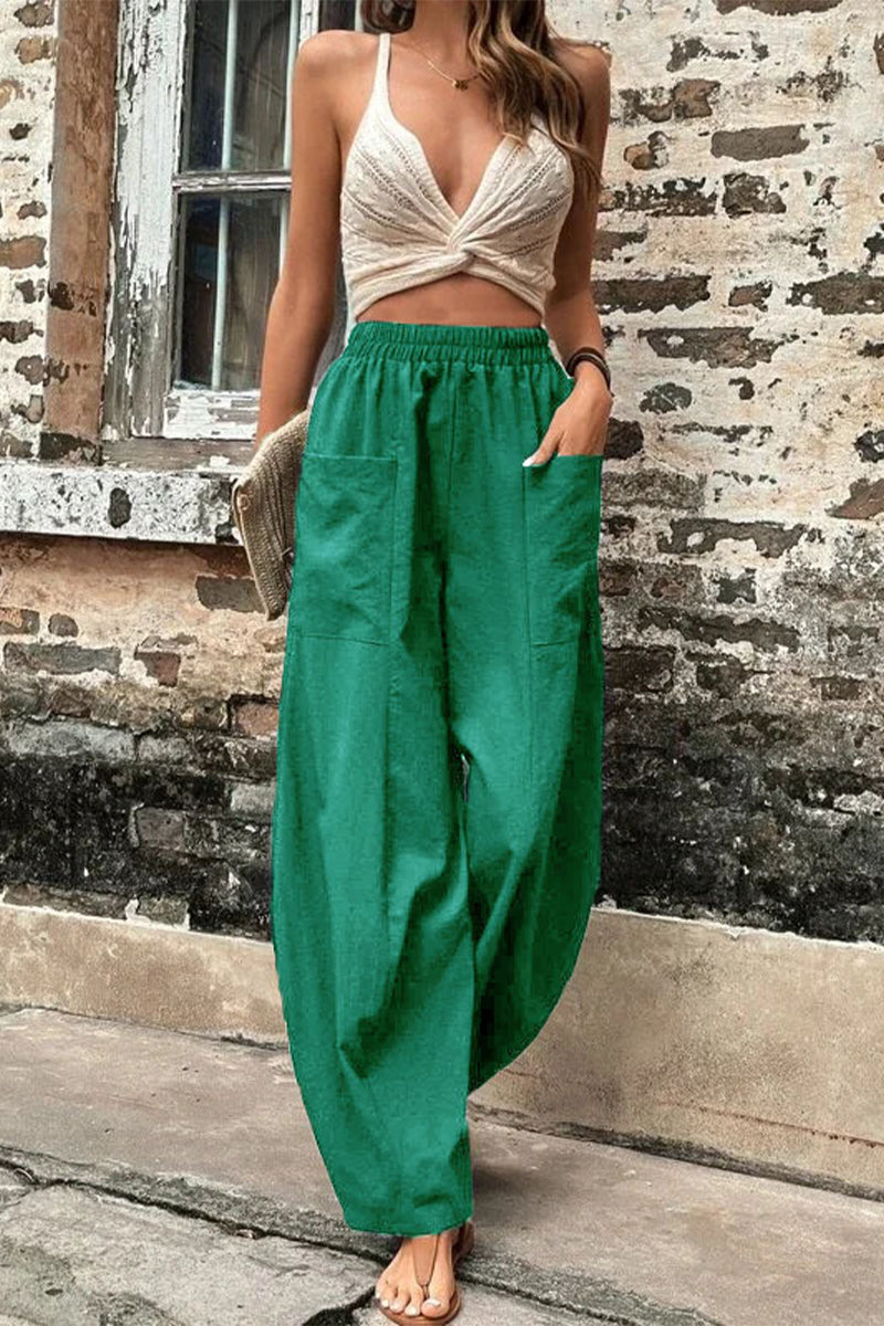 Mahina - casual loose pocket high waist harlan pants