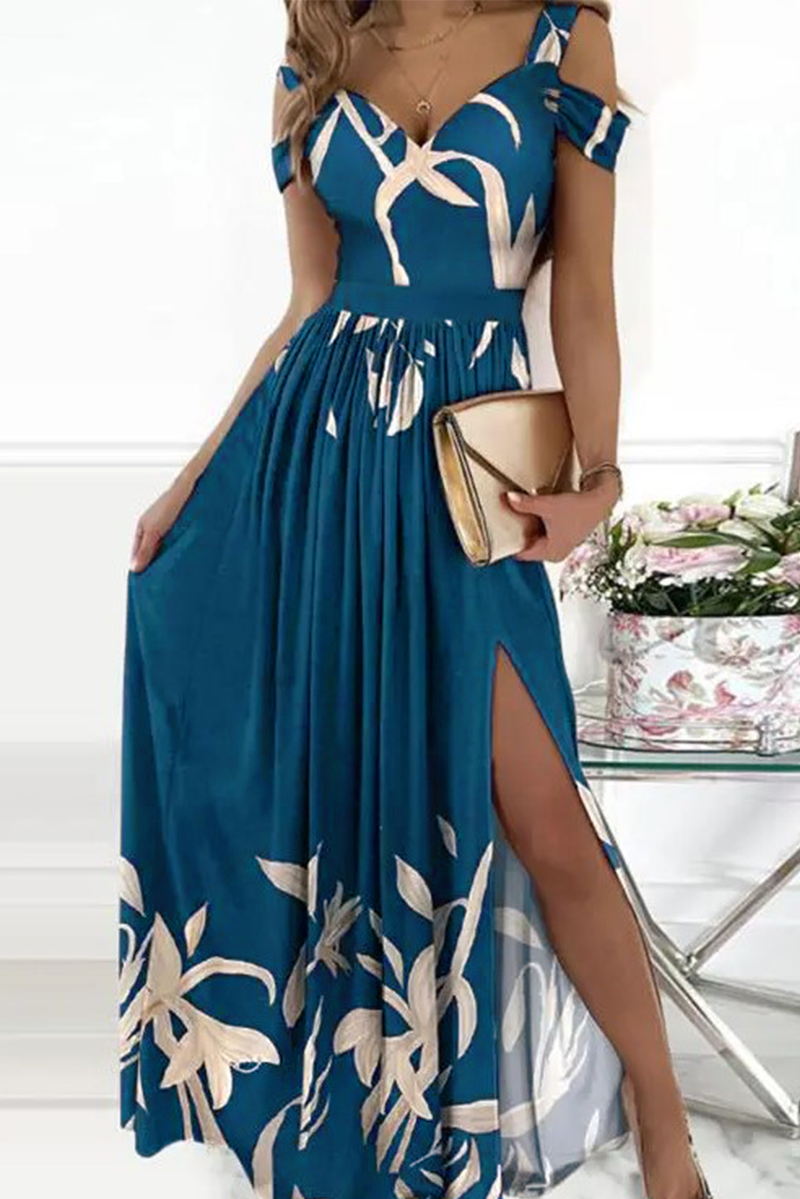 Women's Evening Gown - Off-Shoulder Sweetheart Neckline - High Slit Flowing Skirt